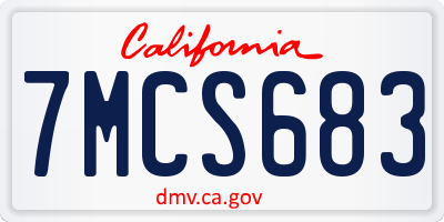 CA license plate 7MCS683