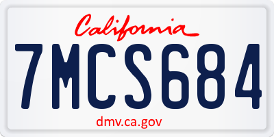 CA license plate 7MCS684