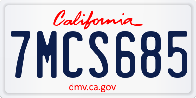 CA license plate 7MCS685