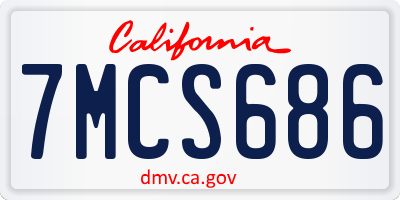 CA license plate 7MCS686