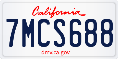 CA license plate 7MCS688