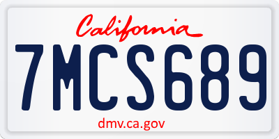 CA license plate 7MCS689