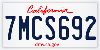 CA license plate 7MCS692