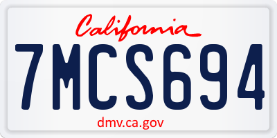 CA license plate 7MCS694