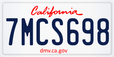 CA license plate 7MCS698