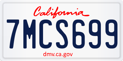CA license plate 7MCS699