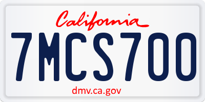 CA license plate 7MCS700