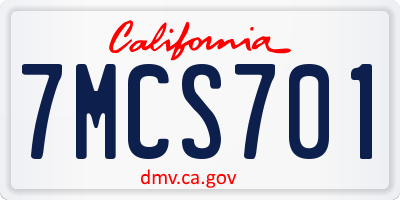 CA license plate 7MCS701