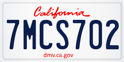 CA license plate 7MCS702