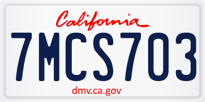 CA license plate 7MCS703