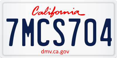 CA license plate 7MCS704