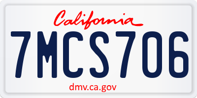 CA license plate 7MCS706