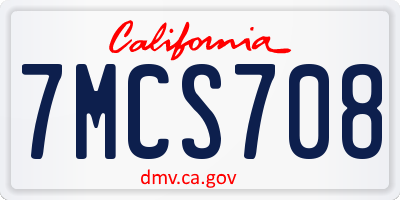 CA license plate 7MCS708