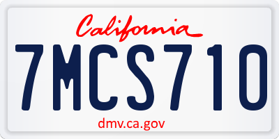 CA license plate 7MCS710