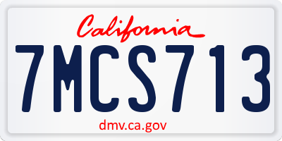 CA license plate 7MCS713
