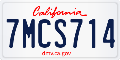 CA license plate 7MCS714