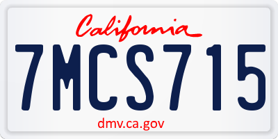 CA license plate 7MCS715