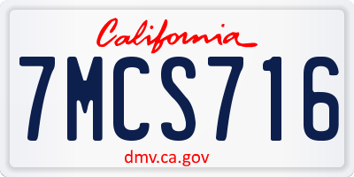 CA license plate 7MCS716