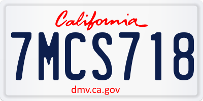 CA license plate 7MCS718
