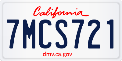 CA license plate 7MCS721