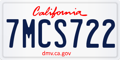 CA license plate 7MCS722