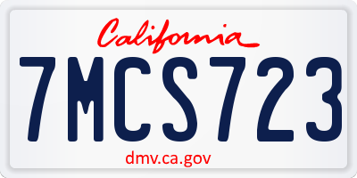 CA license plate 7MCS723
