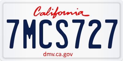 CA license plate 7MCS727