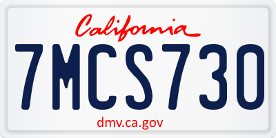 CA license plate 7MCS730