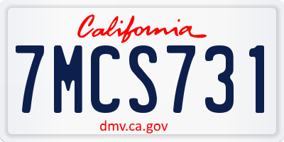 CA license plate 7MCS731