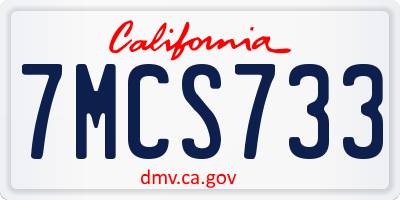 CA license plate 7MCS733
