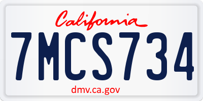 CA license plate 7MCS734