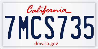 CA license plate 7MCS735