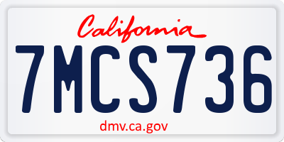 CA license plate 7MCS736