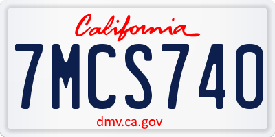 CA license plate 7MCS740