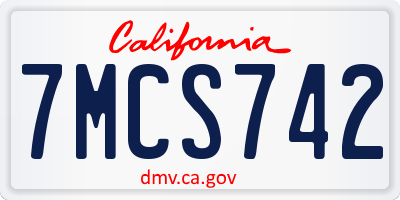 CA license plate 7MCS742