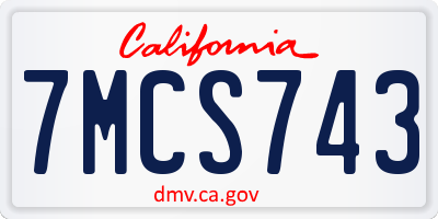 CA license plate 7MCS743