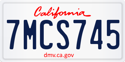 CA license plate 7MCS745