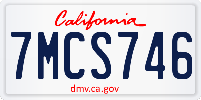 CA license plate 7MCS746