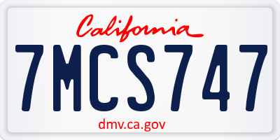 CA license plate 7MCS747