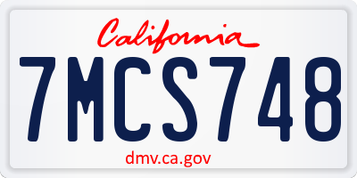 CA license plate 7MCS748