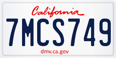 CA license plate 7MCS749