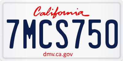 CA license plate 7MCS750