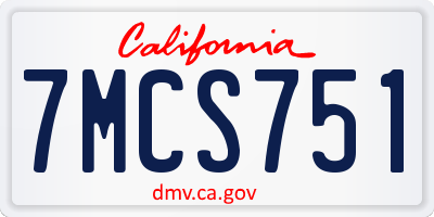 CA license plate 7MCS751