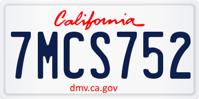 CA license plate 7MCS752
