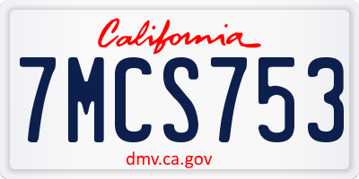 CA license plate 7MCS753