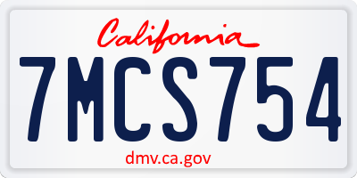 CA license plate 7MCS754