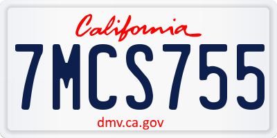 CA license plate 7MCS755