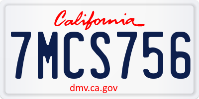 CA license plate 7MCS756