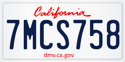 CA license plate 7MCS758