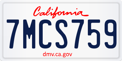 CA license plate 7MCS759